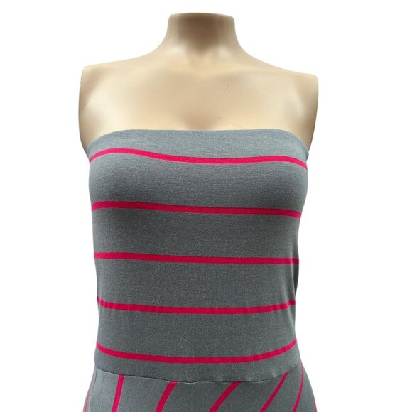 Laila Jayde Strapless Long Dress Gray Pink Striped Strapless Maxi For Women M - Picture 3 of 12